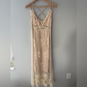 Umgee Cream Lace Maxi Dress